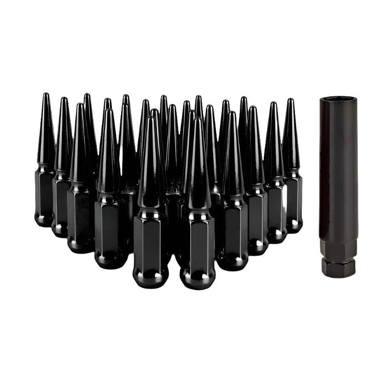 MISMMLG-SP1415-24BK-Mishimoto Mishimoto Steel Spiked Lug Nuts M14 x 1.5 24pc Set Black-Lug Nuts-Mishimoto