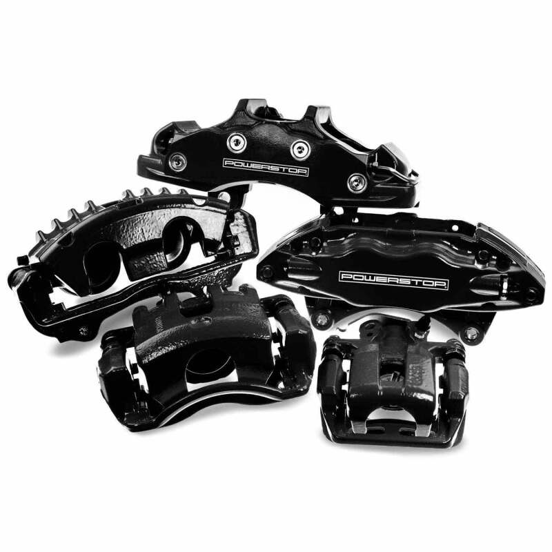 PSBS4790BLK-Power Stop 00-05 Ford Excursion Front Black Caliper - Pair w/Bracket-Brake Calipers - Perf-PowerStop