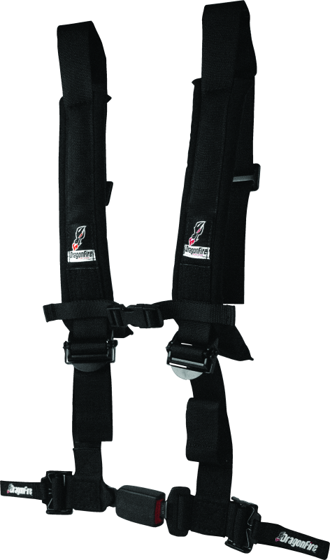 DFR522044-DragonFire Racing Harness H-Style- 4-Point- EZ-Adjust- 2in Buckle- Black-Seat Belts & Harnesses-DragonFire Racing