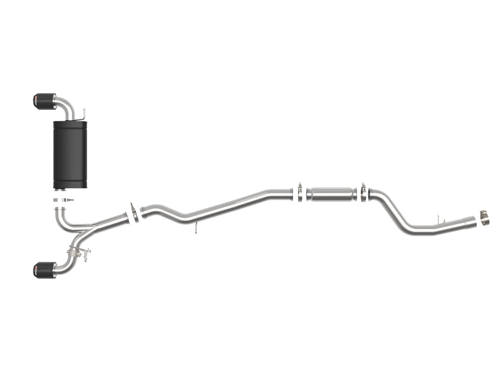 aFe aFe POWER Takeda 2020 Toyota Supra L6-3.0L (t) 3in-2.5in 304 SS CB Exhaust Carbon Tips