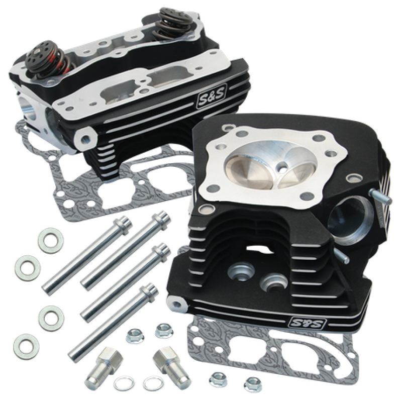S&S Cycle 99-05 BT Super Stock 89cc Cylinder Head Kit - Black Wrinkle-Heads-S&S Cycle