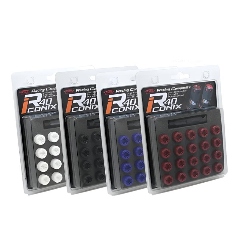 PJKWCIF1K-Project Kics 12X1.50 R40 Iconix Plastic Caps Black - 20 Pcs-Lug Nuts-Project Kics