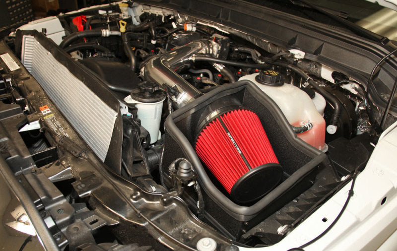 SPE9001-Spectre 11-14 Ford F250/350 V8-6.2L F/I Air Intake Kit - Polished w/Red Filter-Cold Air Intakes-Spectre