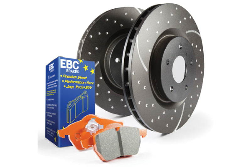 EBC S8 Kits Orangestuff Pads and GD Rotors-Brake Rotors - Slot & Drilled-EBC