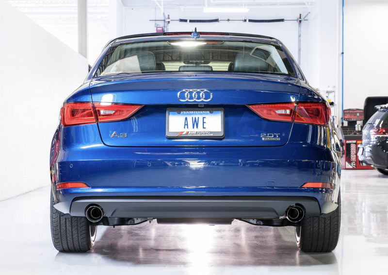 AWE3015-32058-AWE Tuning Audi 8V A3 Touring Edition Exhaust - Dual Outlet Diamond Black 90 mm Tips-Catback-AWE Tuning