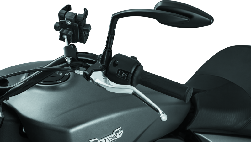 KUR1892-Kuryakyn Raised Mirror Mnt Adapters Gloss Black-Rear View Mirrors-Kuryakyn