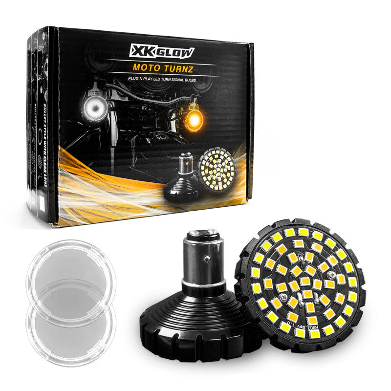 XKGXK1157B-WA-C-XK Glow Motorcycle Front LED Turn Signal Kit - Bullet Style Clear Lenses-Light Accessories and Wiring-XKGLOW