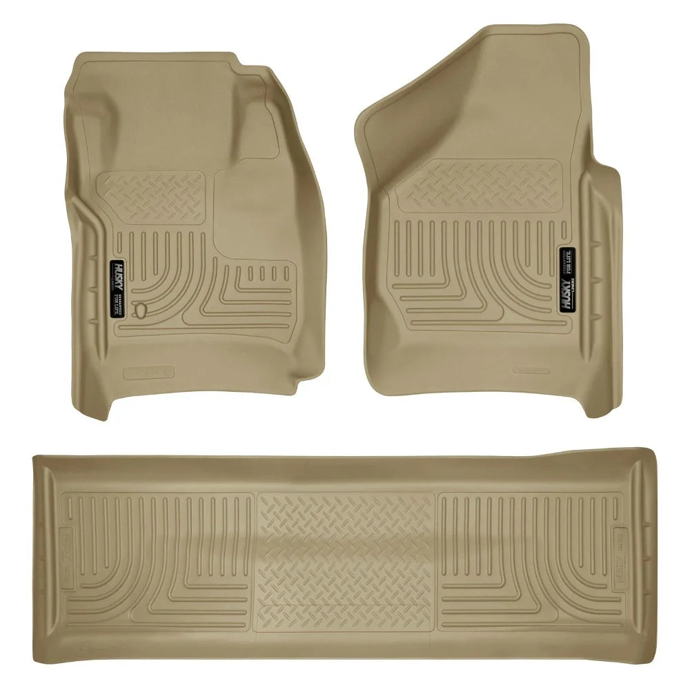 Husky Liners 08-10 Ford SD Crew Cab WeatherBeater Combo Tan Floor Liners (w/o Manual Trans Case) - Husky Liners HSL98383
