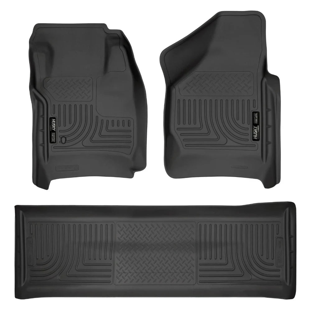 Husky Liners 08-10 Ford SD Crew Cab WeatherBeater Combo Black Floor Liners (w/o Manual Trans Case) - Husky Liners HSL98381