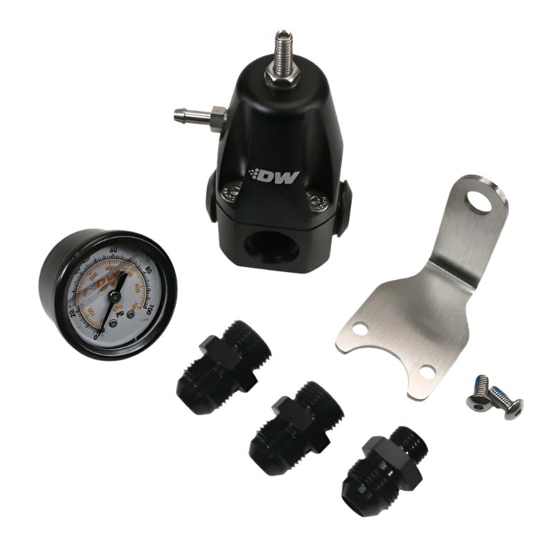 DWK6-1000-FRB-88-DeatschWerks DWR1000 AFPR + Pressure Gauge + 8AN Fittings - Anodized Black-Fuel Pressure Regulators-DeatschWerks