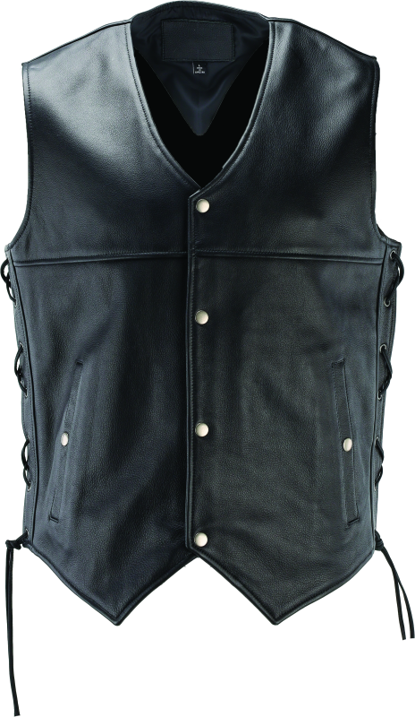 RIV094431-River Road Old Skool Leather Vest Black - Small-Vests-River Road