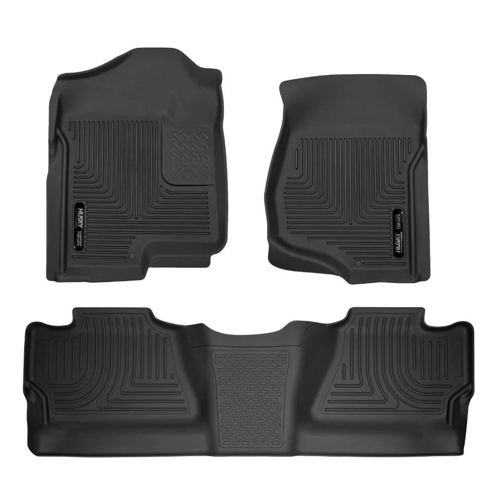 Husky Liners 07-12 Chevy Silverado/GMC Sierra Crew Cab WeatherBeater Combo Black Floor Liners - Husky Liners HSL98201