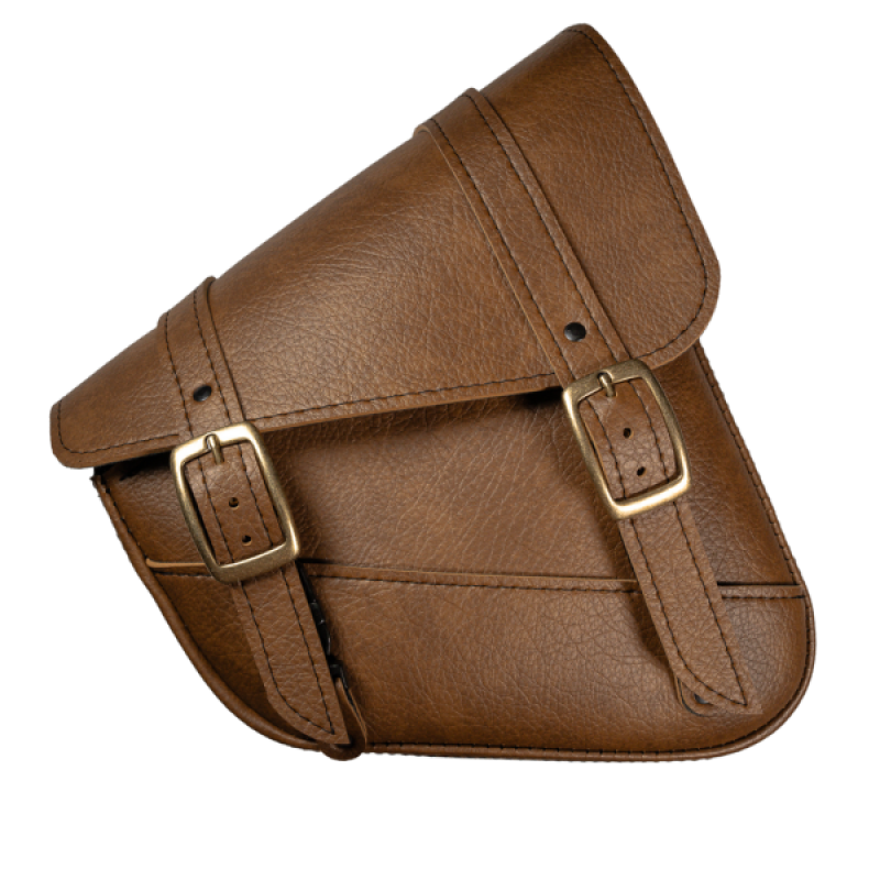 WAM59773-08-Willie & Max HD Sportsters, Custom Hard Tails Brass Monkey Swingarm Bag Dual Shock - Warm Brown-Bags - Bike Bags-Willie & Max