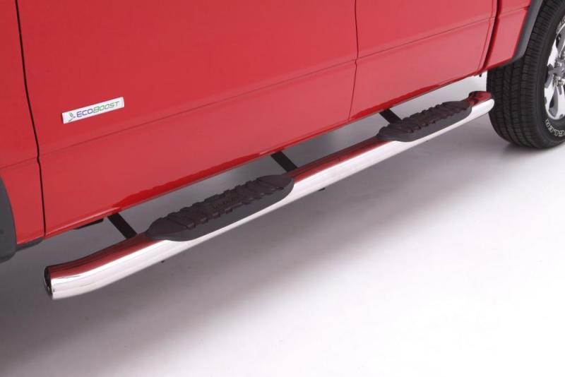 Lund 10-17 Dodge Ram 2500 Mega Cab 5in. Curved Oval SS Nerf Bars - Polished-Nerf Bars-LUND