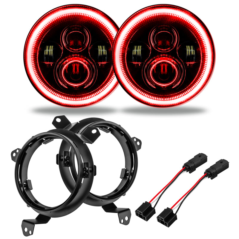 Oracle Jeep Wrangler JL/Gladiator JT 7in. High Powered LED Headlights (Pair) - Red-Headlights-ORACLE Lighting