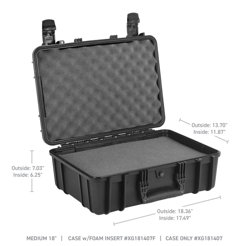 GORXG181407F-Go Rhino XVenture Gear Hard Case w/Foam - Medium 18in. / Lockable / IP67 - Tex. Black-Cargo Boxes & Bags-Go Rhino