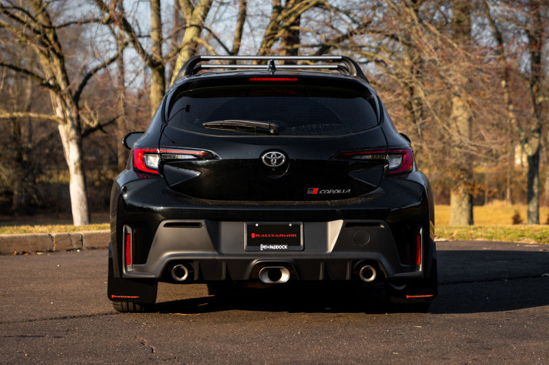RALMF89-UR-BLK-NB-Rally Armor 23-24 Toyota GR Corolla Black Mud Flap w/ Light Blue Logo-Mud Flaps-Rally Armor