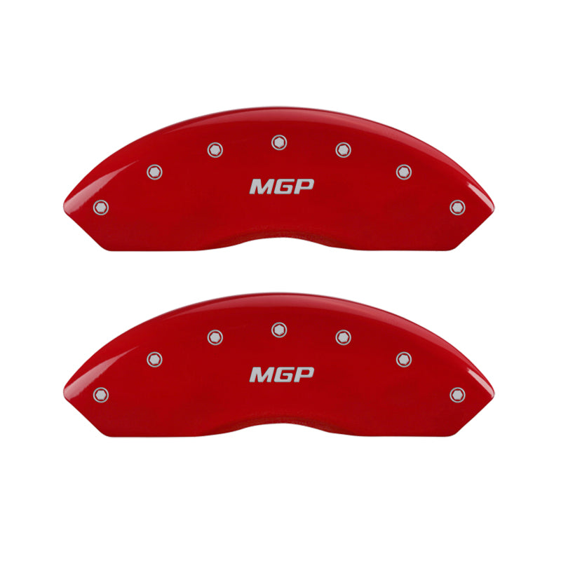 MGP16077SMGPRD-MGP 4 Caliper Covers Engraved Front & Rear MGP Red finish silver ch-Caliper Covers-MGP