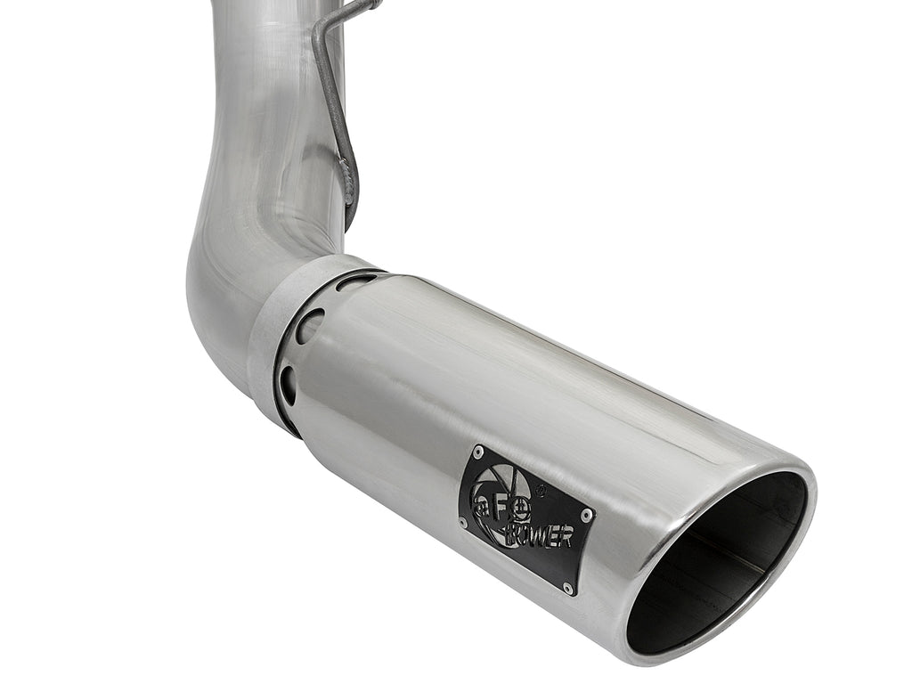 aFe aFe ATLAS 5in DPF-Back Alum Steel Exhaust System w/Polished Tip 2017 Ford Diesel Trucks V8-6.7L (td)