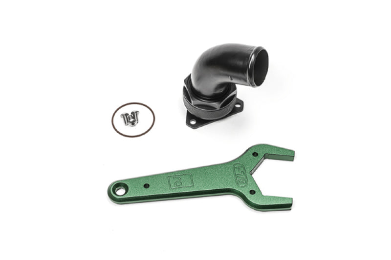 RAD20-1047-Radium Engineering FCST-X 3-Bolt Remote Mount Fill Neck - 24AN Elbow - 1.5in Barb-Filler Necks-Radium Engineering