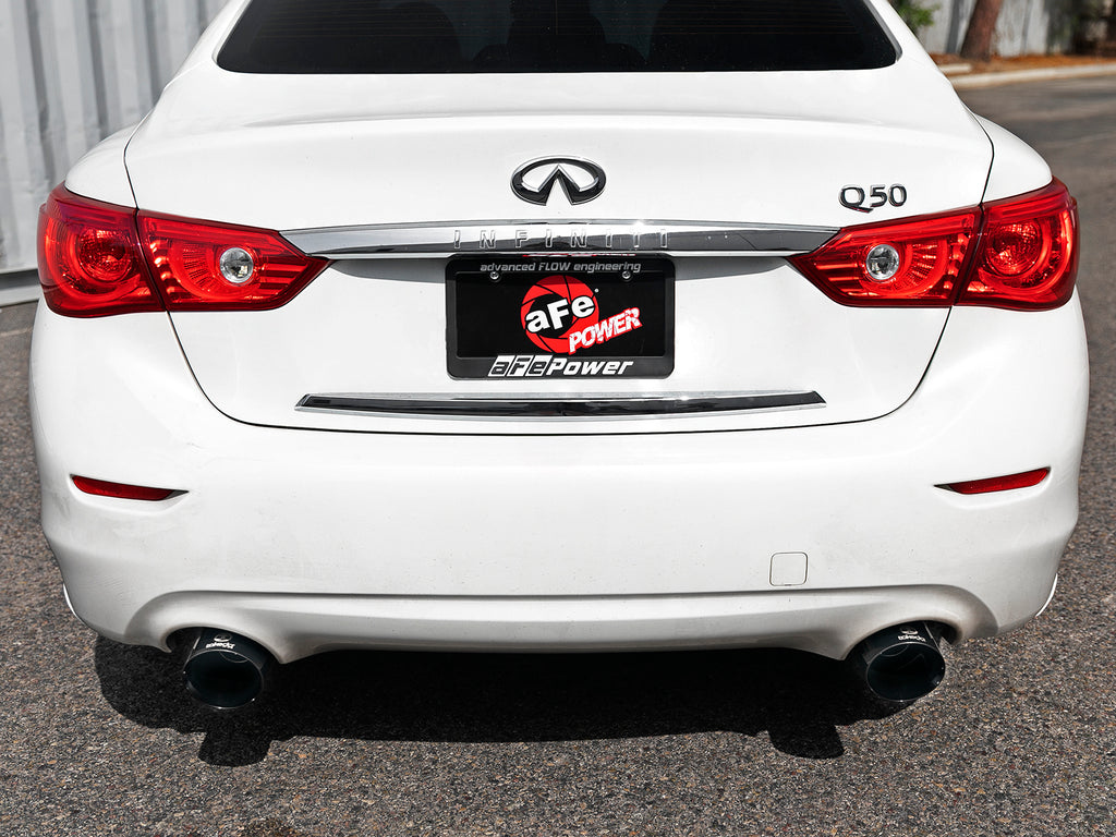aFe aFe Takeda 2.5in 304 SS Cat-Back Exhaust System w/ Black Tips 16-18 Infiniti Q50 V6-3.0L (tt)
