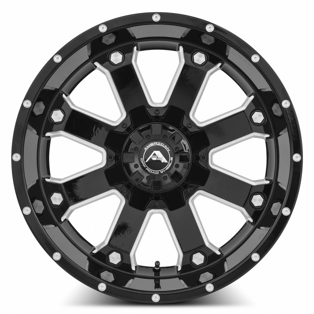 American Off-Road Wheels American Off-Road A108 20x10 -24 6x135mm 87.1mm Black Milled Spoke