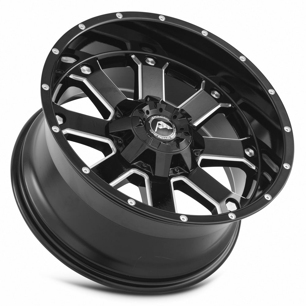 American Off-Road Wheels American Off-Road A108 20x10 -24 mm 78.1mm Black Milled Spoke
