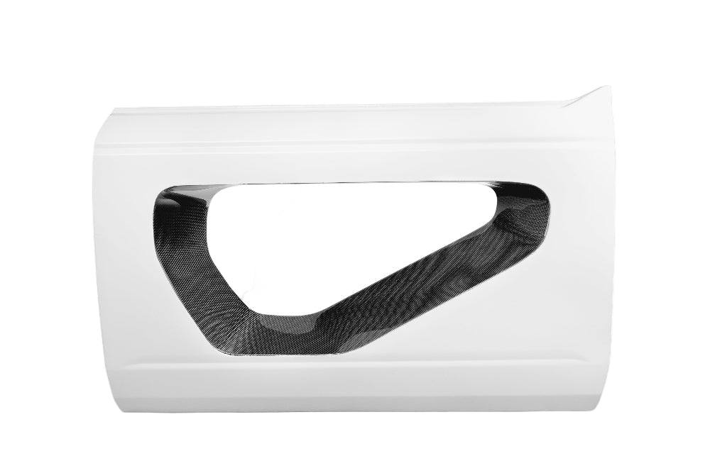 Angled view highlighting carbon fiber insert detail and fiberglass halo design