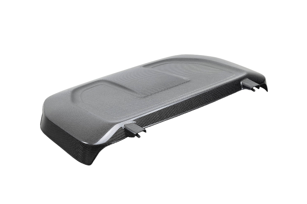 Angle showing OEM fitment and detailed carbon fiber texture  