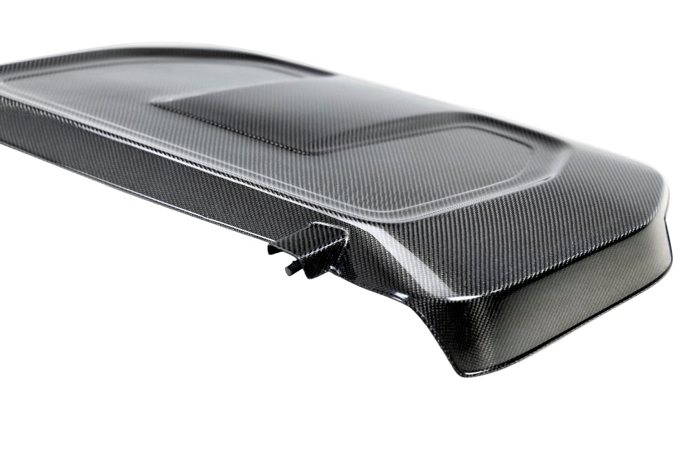 Detailed view of Anderson Composites logo and clear coat finish  