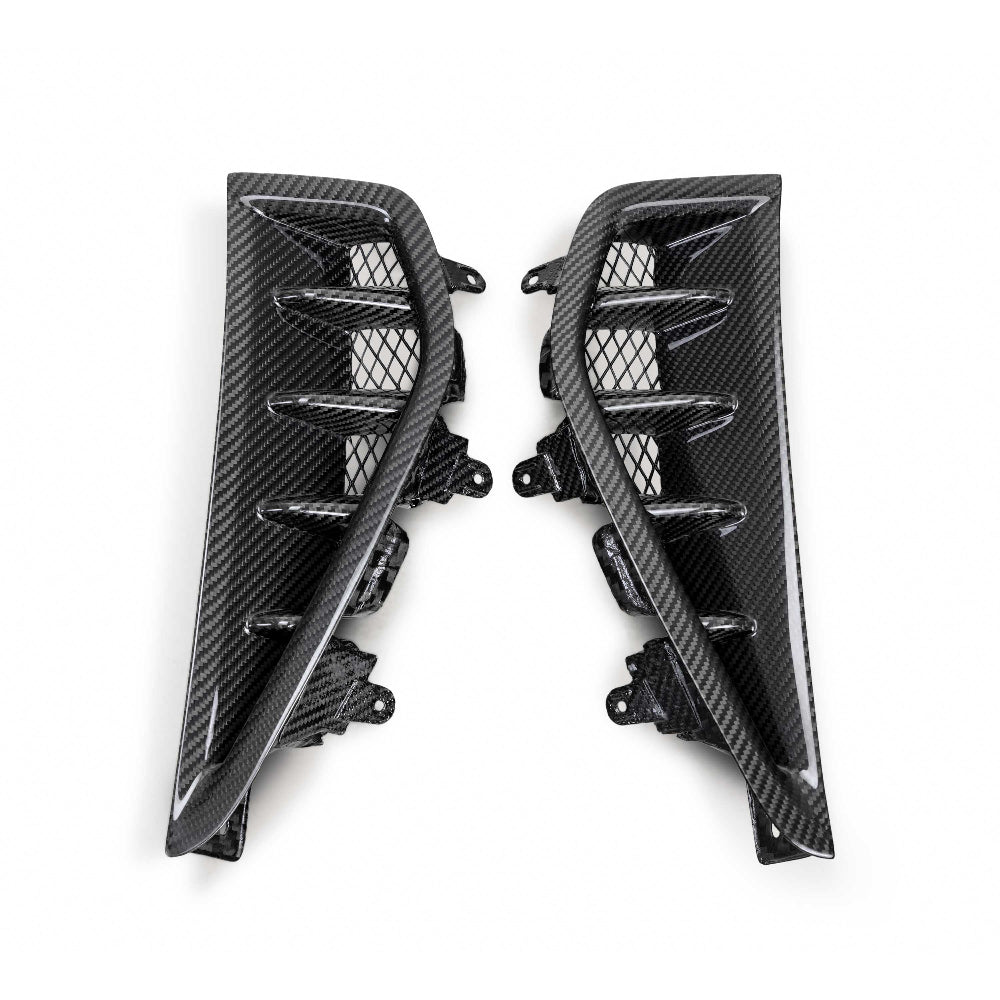Close-up of carbon fiber weave and gloss finish on RAM TRX Fender Vent Inserts