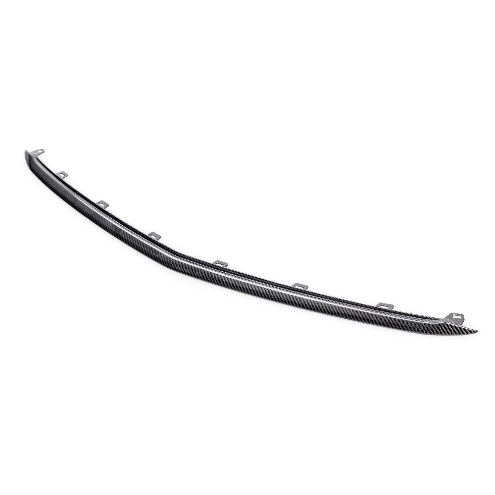 Front angle of Anderson Composites Type-OE Carbon Fiber Front Grille Upper Trim for Cadillac CT5 Blackwing