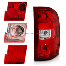 Load image into Gallery viewer, Close-up detail of ANZO 311303 red and clear taillight lens for 2007-2013 Chevrolet Silverado