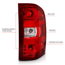 Load image into Gallery viewer, Rear angle view of ANZO 311303 red and clear OE replacement taillight for 2007-2013 Chevrolet Silverado