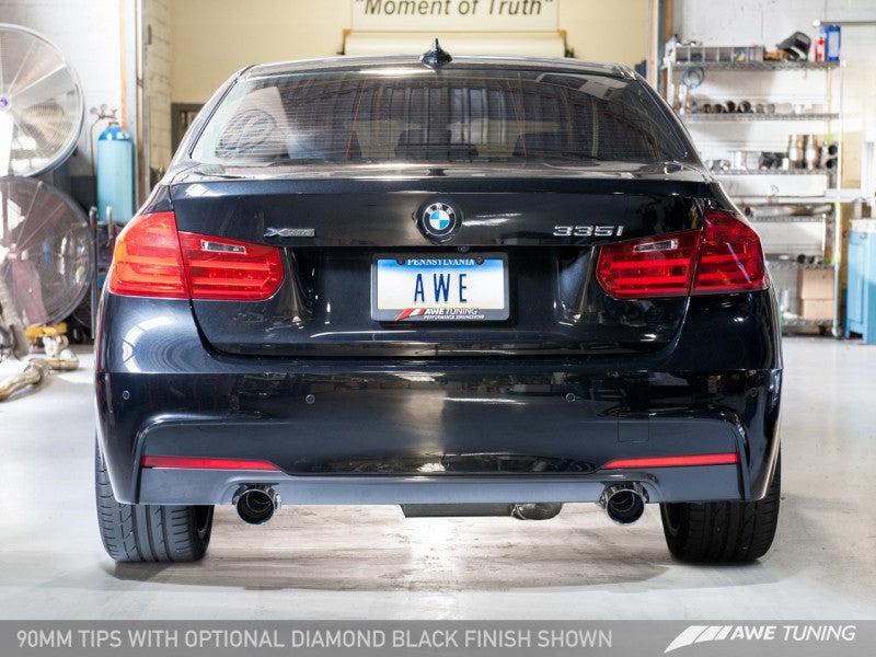 AWE Tuning BMW F3X 335i/435i Touring Edition Axle-Back Exhaust - Chrome Silver Tips (90mm) - Black Ops Auto Works