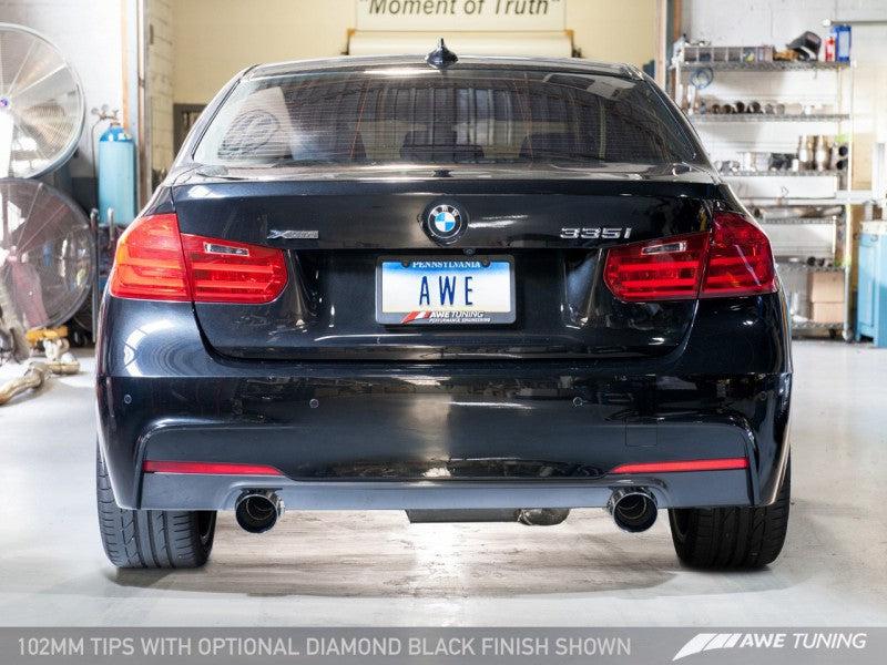 AWE Tuning BMW F3X 335i/435i Touring Edition Axle-Back Exhaust - Chrome Silver Tips (102mm) - Black Ops Auto Works