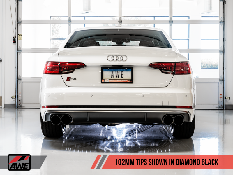 AWE Tuning Audi B9 S4 Track Edition Exhaust - Non-Resonated (Black 102mm Tips) - Black Ops Auto Works