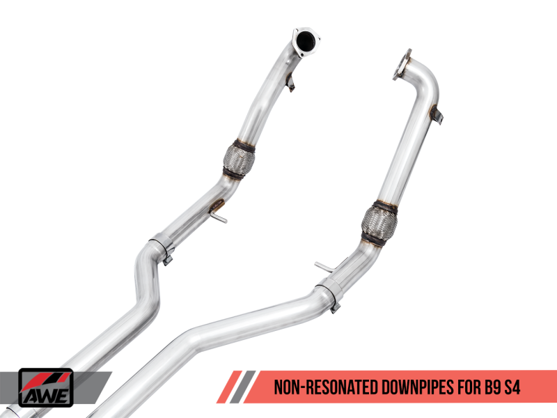 AWE Tuning Audi B9 S4 Track Edition Exhaust - Non-Resonated (Black 102mm Tips) - Black Ops Auto Works