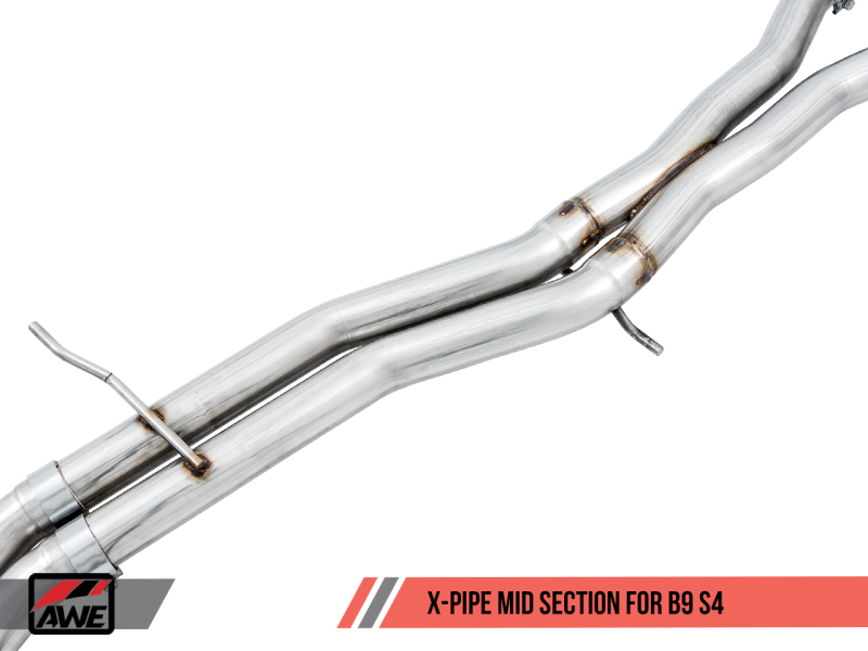 AWE Tuning Audi B9 S4 Touring Edition Exhaust - Non-Resonated (Black 102mm Tips) - Black Ops Auto Works