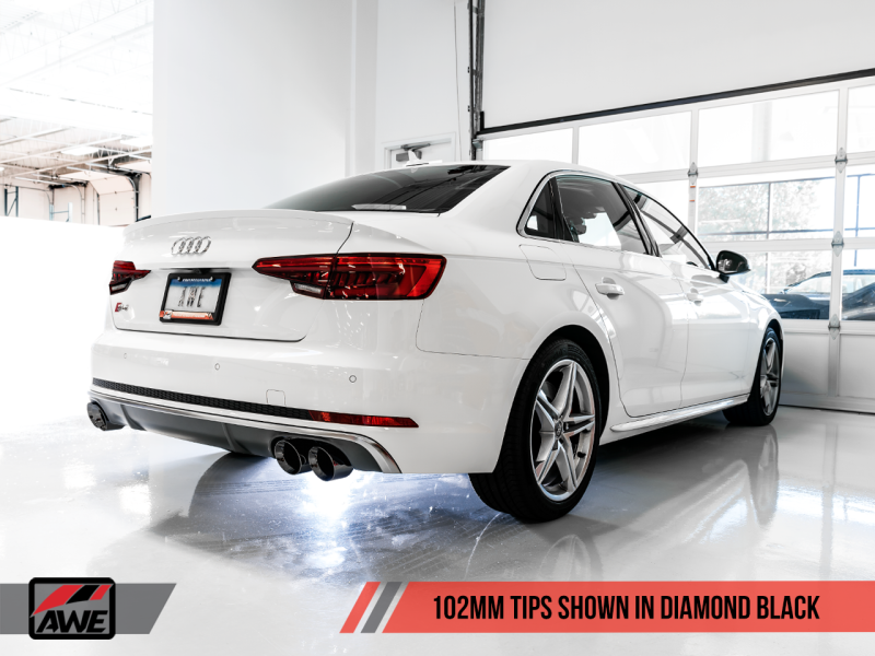 AWE Tuning Audi B9 S4 Touring Edition Exhaust - Non-Resonated (Black 102mm Tips) - Black Ops Auto Works