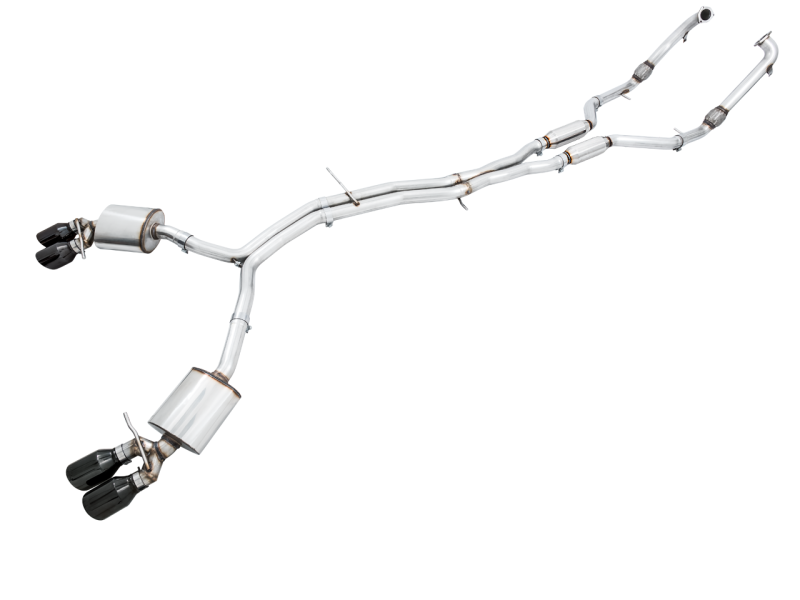 AWE Tuning Audi B9 S4 Touring Edition Exhaust - Non-Resonated (Black 102mm Tips) - Black Ops Auto Works