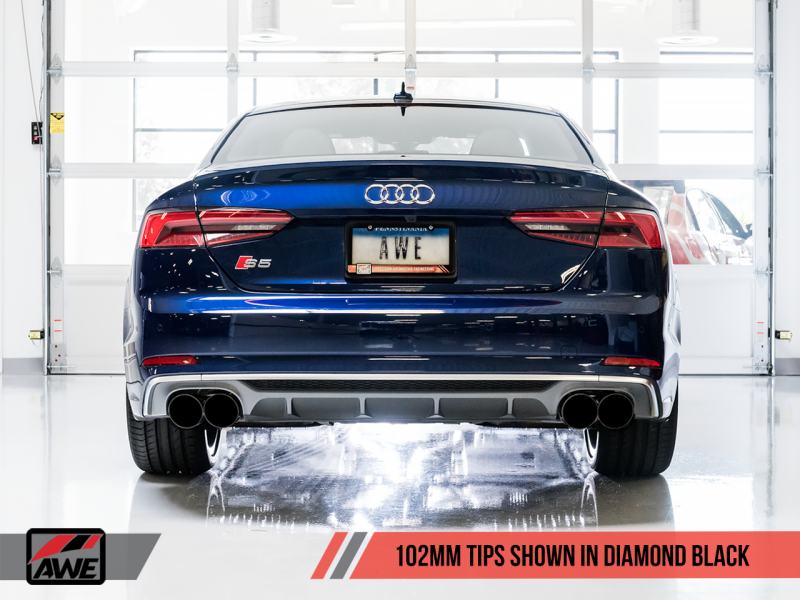 AWE Tuning Audi B9 S5 Coupe 3.0T Track Edition Exhaust - Diamond Black Tips (102mm) - Black Ops Auto Works