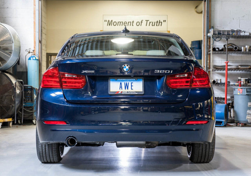 AWE Tuning BMW F30 320i Touring Exhaust w/Performance Mid Pipe - Chrome Silver Tip (90mm)-Catback-AWE Tuning