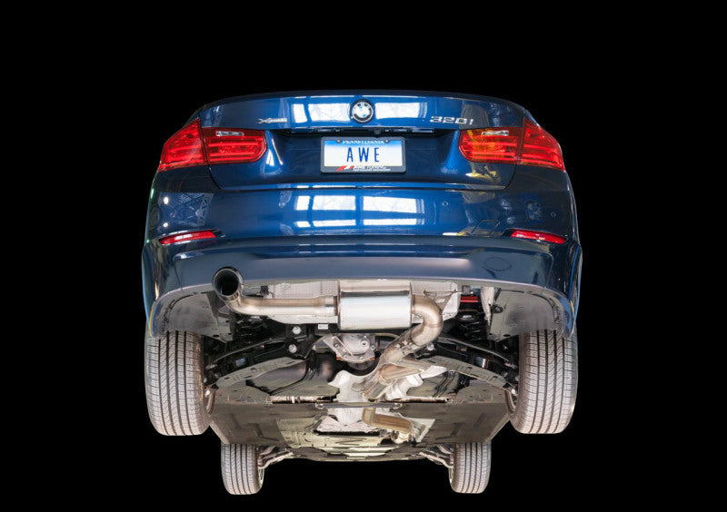 AWE Tuning BMW F30 320i Touring Exhaust w/Performance Mid Pipe - Chrome Silver Tip (90mm)-Catback-AWE Tuning