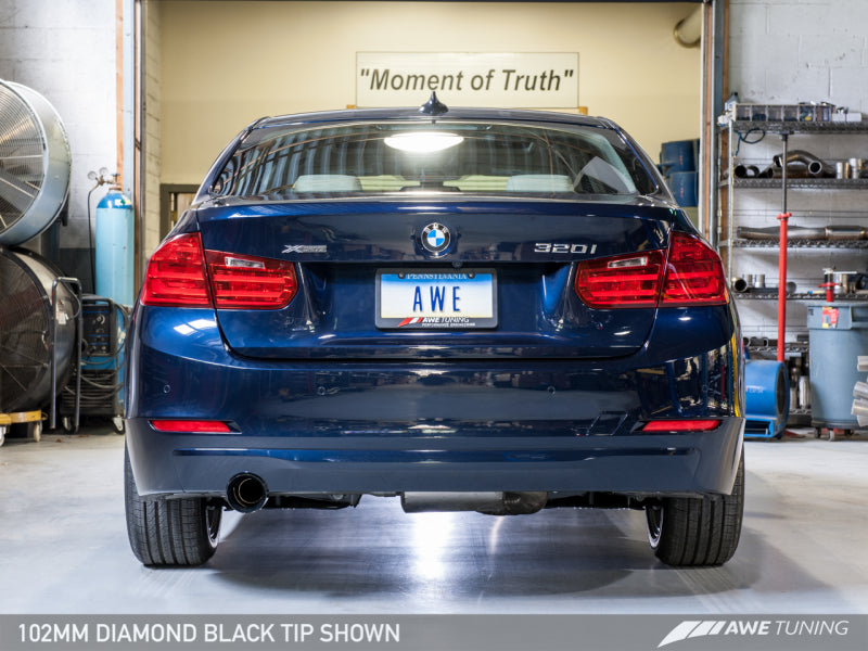 AWE Tuning 13-18 BMW 320i (F30) Touring Edition Exhaust w/ Perfomance Mid Pipe - Diamond Black Tips - Black Ops Auto Works