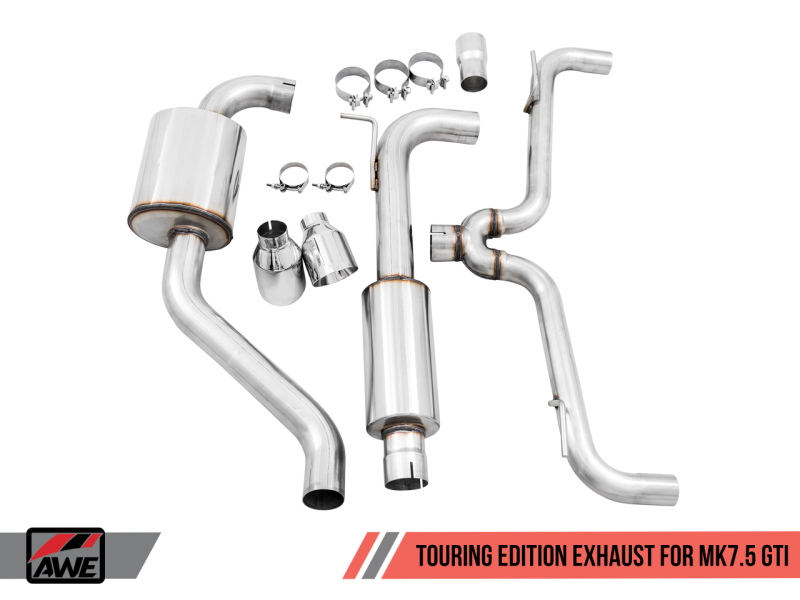 AWE Tuning Volkswagen GTI MK7.5 2.0T Touring Edition Exhaust w/Chrome Silver Tips 102mm - Black Ops Auto Works