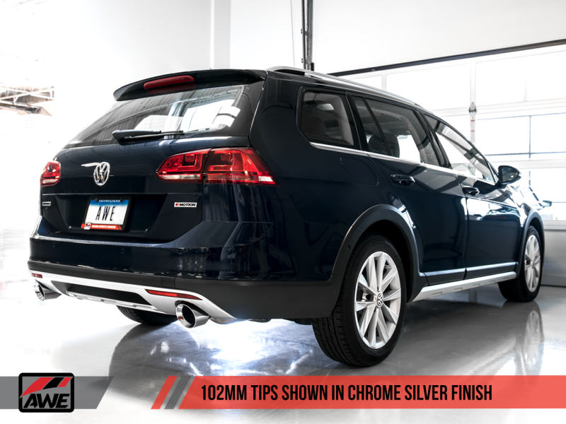 AWE Tuning VW MK7 Golf Alltrack/Sportwagen 4Motion Touring Edition Exhaust - Polished Silver Tips - Black Ops Auto Works