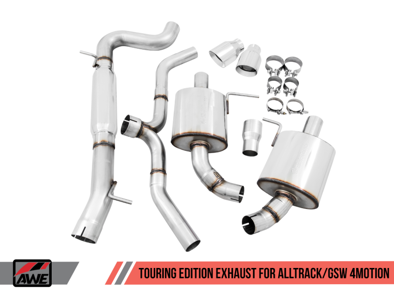 AWE Tuning VW MK7 Golf Alltrack/Sportwagen 4Motion Touring Edition Exhaust - Polished Silver Tips - Black Ops Auto Works