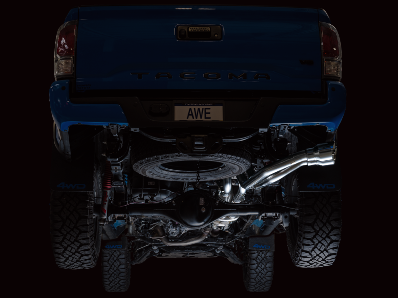 AWE 16-22 Toyota Tacoma 0FG Catback Exhaust w/ BashGuard - Dual Chrome Silver Tips - Black Ops Auto Works