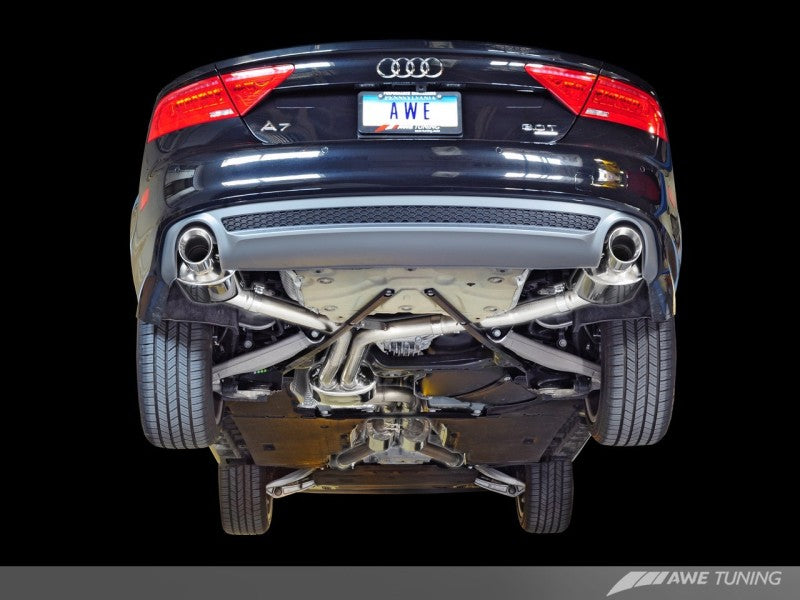 AWE Tuning Audi C7 A7 3.0T Touring Edition Exhaust - Dual Outlet Diamond Black Tips - Black Ops Auto Works